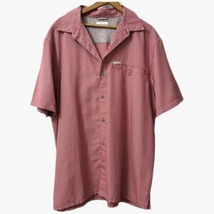 Columbia Red Checked Button Down Short Sleeve Shirt Mens Size Large